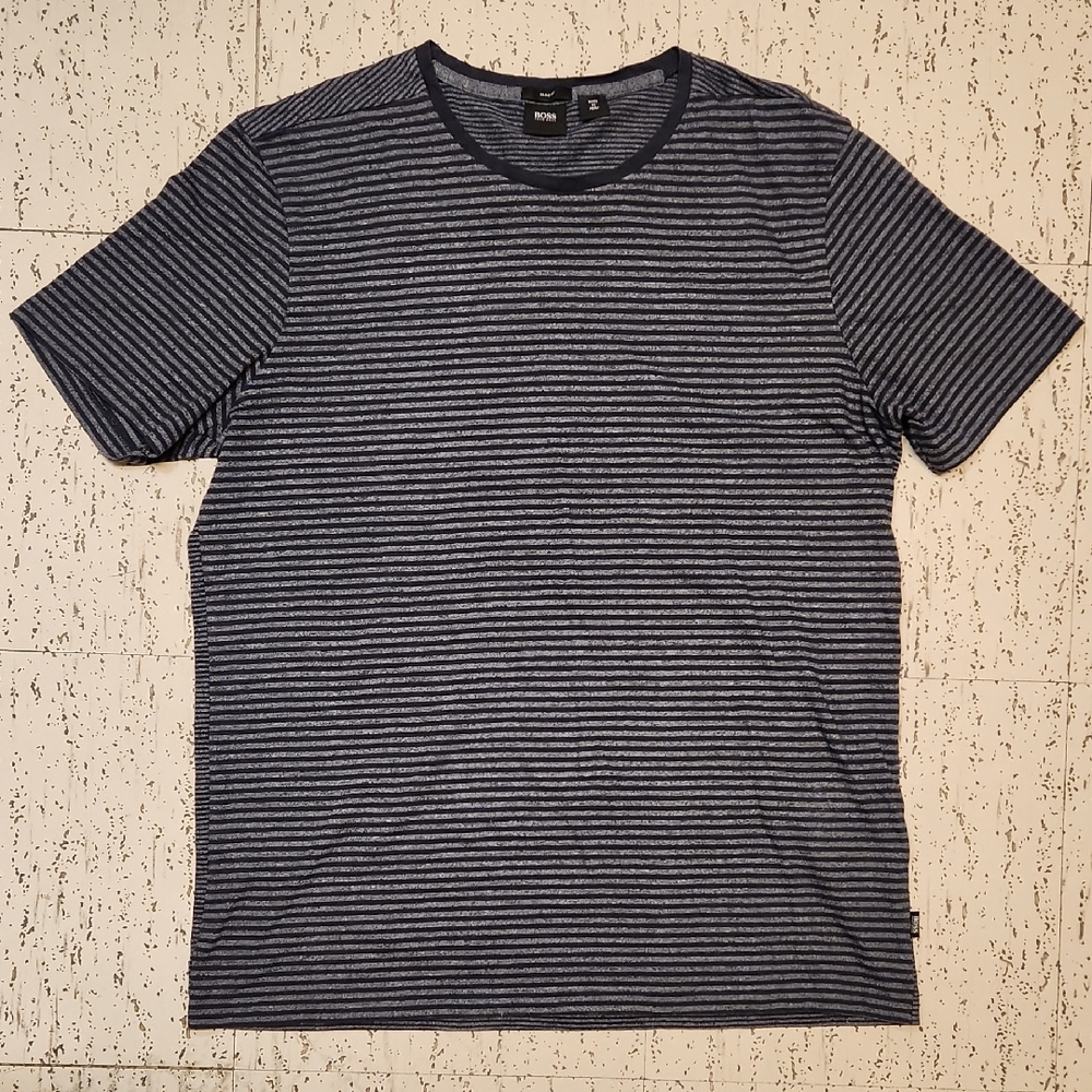 Hugo Boss Blue Stripe Slim Fit Crewneck T-Shirt